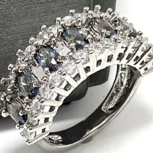 2.10 ctw Mystic Topaz and White Sapphire Ring